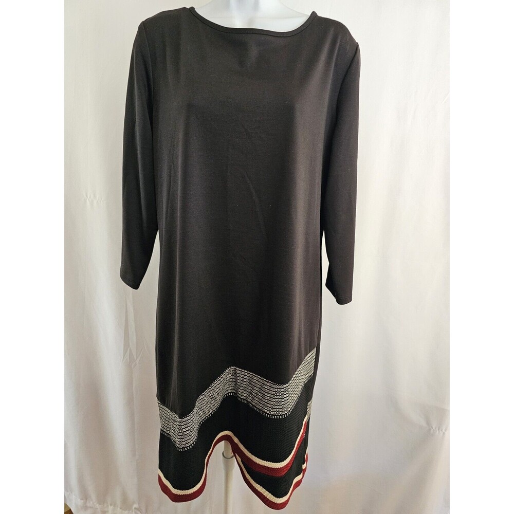 INC International Concepts Dress Womens Black Long Sleeve with Pattern Size XL